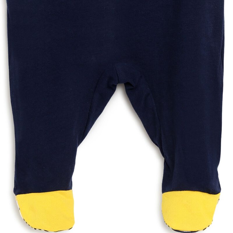 Boys White & Blue Nappy Opening Babysuit image number null